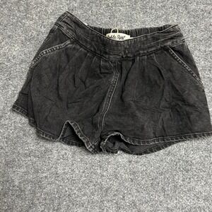 Double Agent Shorts Womens Size 34 Washed Black Denim Elastic Waist Casual NEW